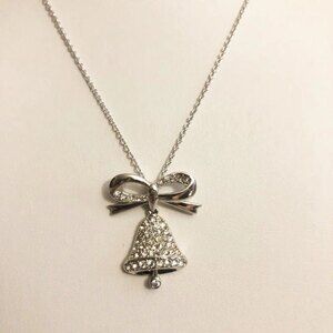 Napoli CZ Silver Bell Pendant Necklace NWT